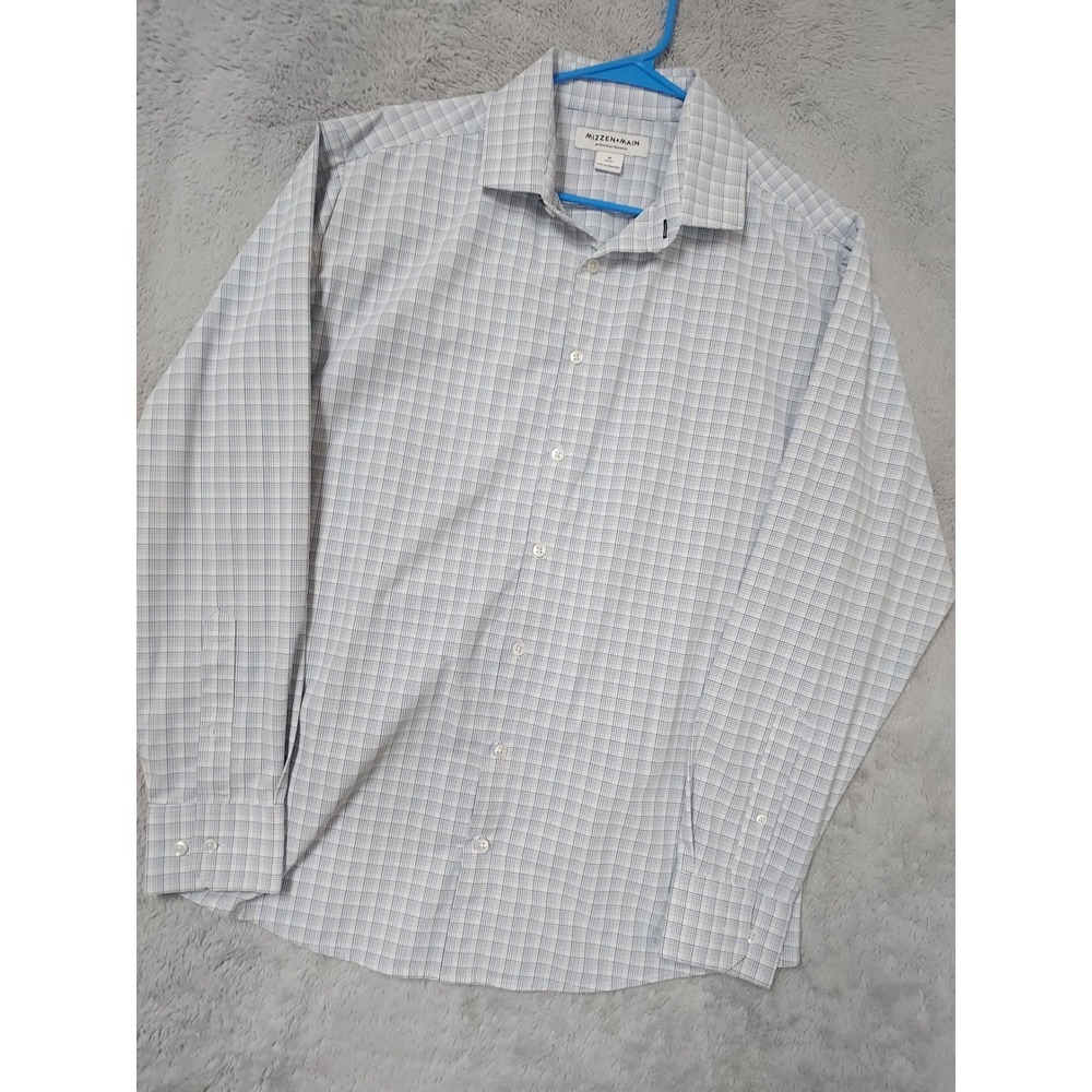 Mizzen Main Shirt Mens Medium Classic Performance Plaid Leeward Blue White EUC